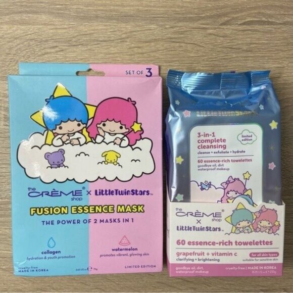 Little Twin Stars x The Creme Shop Limed Edition Sheet Mask & Towelettes NEW - Picture 1 of 7